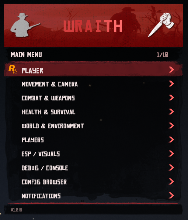 Wraith in-game menu